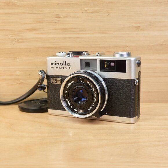 Vintage Minolta Hi-Matic F 35mm Rangefinder Film Camera, Rokkor 38mm f2.7 Lens - Picture 1 of 9